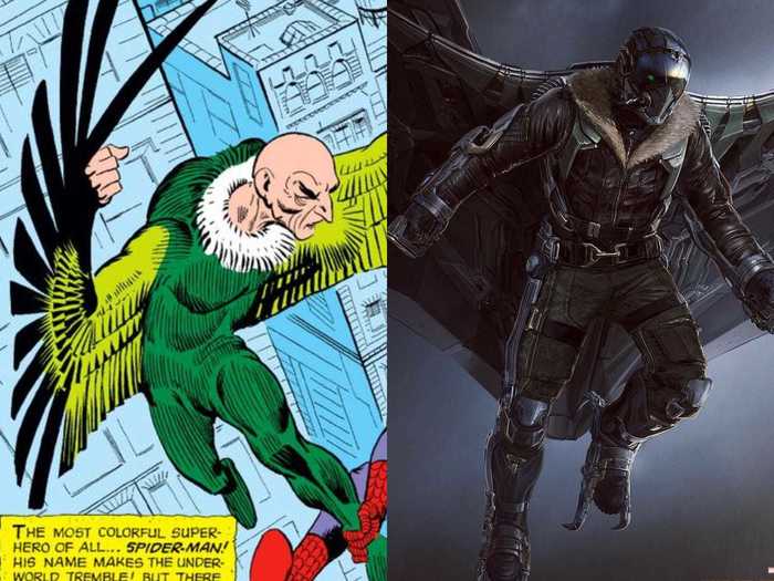 Moving back to Earth ... Michael Keaton played Adrian Toomes, aka Vulture, in "Spider-Man: Homecoming." His costume was a far cry from his traditional comics look.