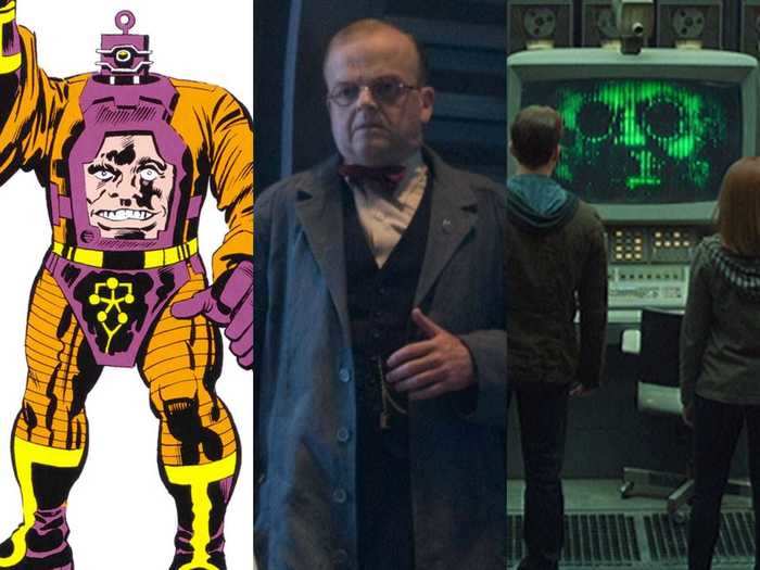 Arnim Zola, played by Toby Jones, has a more subdued look in both of the "Captain America" films he