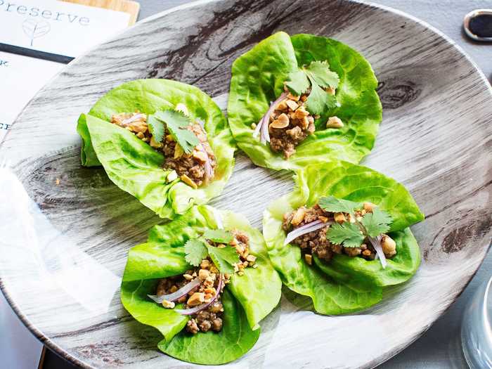 Lettuce wraps are a low-carb treat.