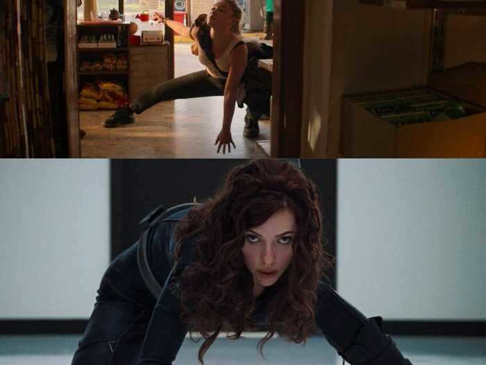 Nat has a go-to sexy, ridiculous fight pose in the earlier MCU movies. Yelena hilariously calls her out on it in "Black Widow."