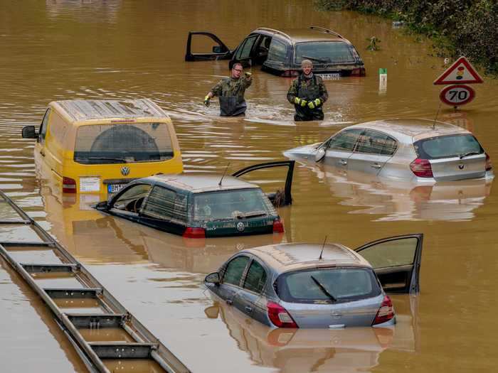 Streets turned into rivers in the aftermath of the flooding.