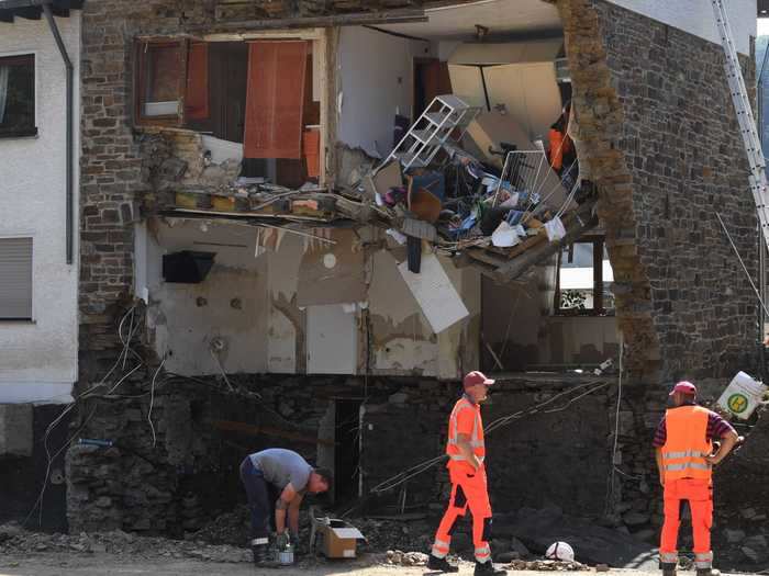 Severe rainfall on Thursday and Friday caused flooding in Western Europe that devastated parts of Germany. Photos show how the extreme weather caused damage to neighborhoods, streets, and homes.