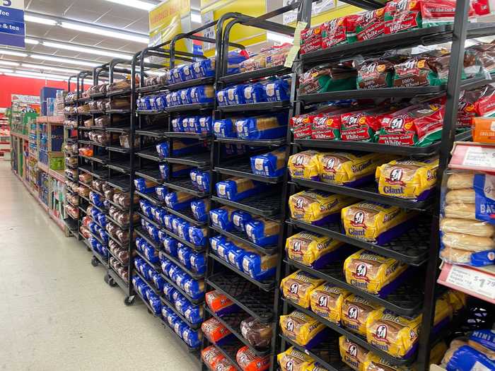 Even the bread aisle was just a row of carts.