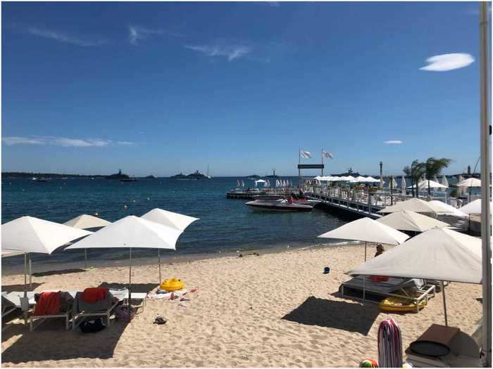 The beach property houses its own section of the Cannes beach, plus a restaurant.