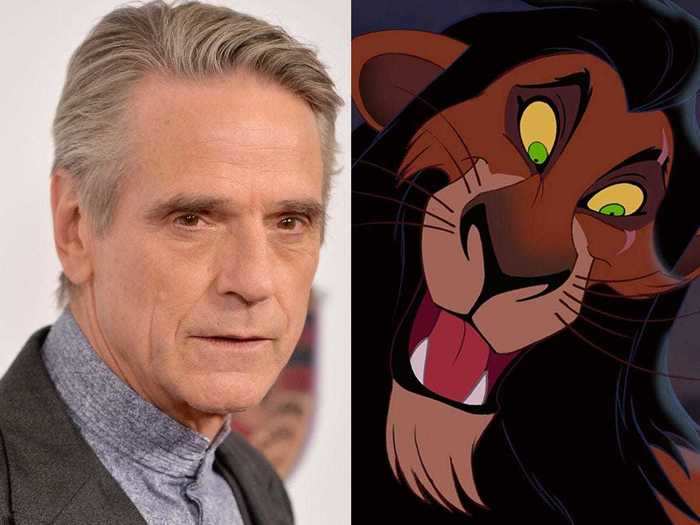 Jeremy Irons lent his voice to Scar in "The Lion King."