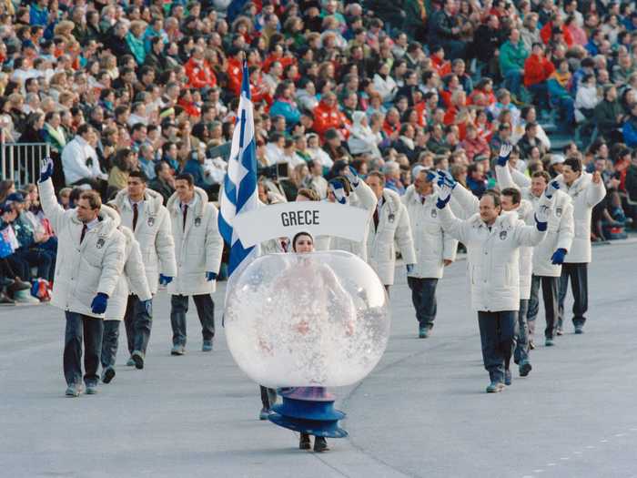 People wore snow globes at the 1992 Olympics in Albertville, France.