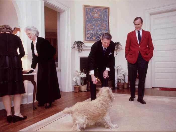 Vice President George H.W. and Barbara Bush added a beige rug to the entryway in the 1980s.