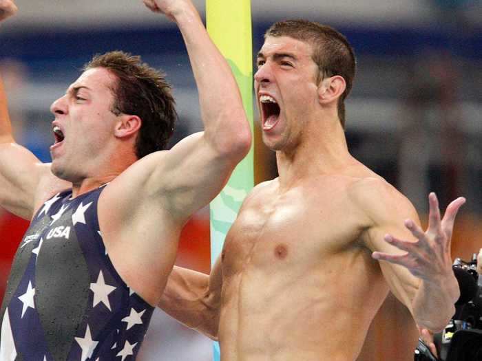 Michael Phelps led the relay team for the U.S. His reaction to the comeback became an iconic moment of the 2008 Olympics.