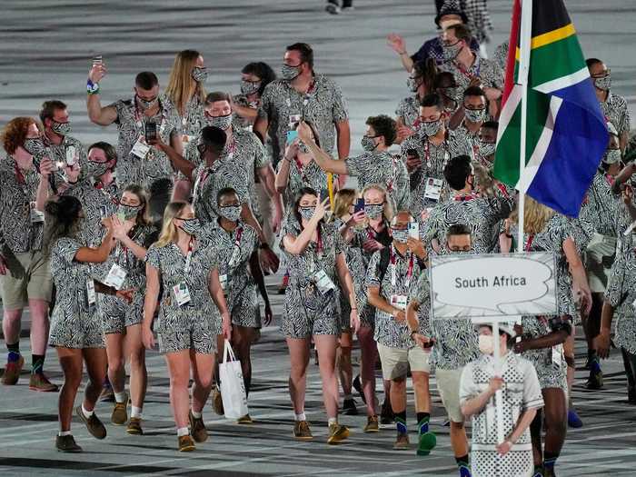 South Africa also decided on a bold print to be the centerpiece of their look for the opening ceremony.