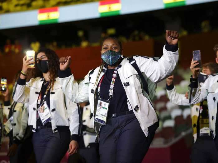 The best look of the night possibly belonged to Portugal, who wore sharp, simple jackets as they entered the arena.