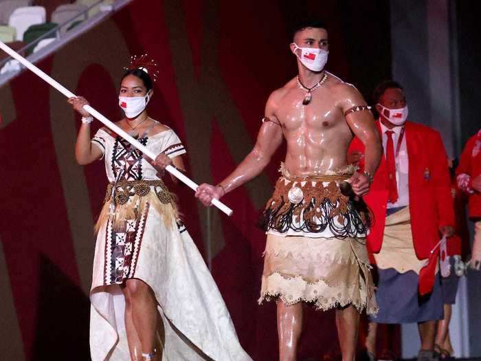 Pita Taufatofua, the infamous shirtless Tongan, once again led his delegation proudly into the Olympic arena.