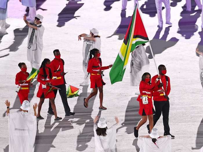 The seven athletes representing Guyana wore a bold red that immediately caught the eye.