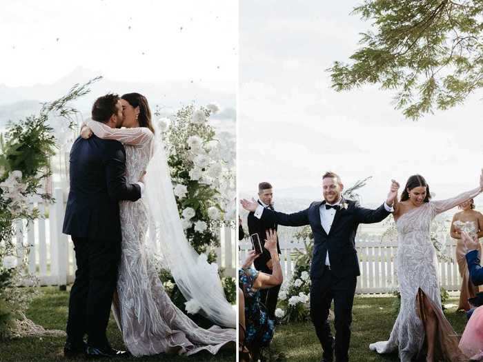 Hall and Brown said their vows with the volcanic Mount Warning behind them.