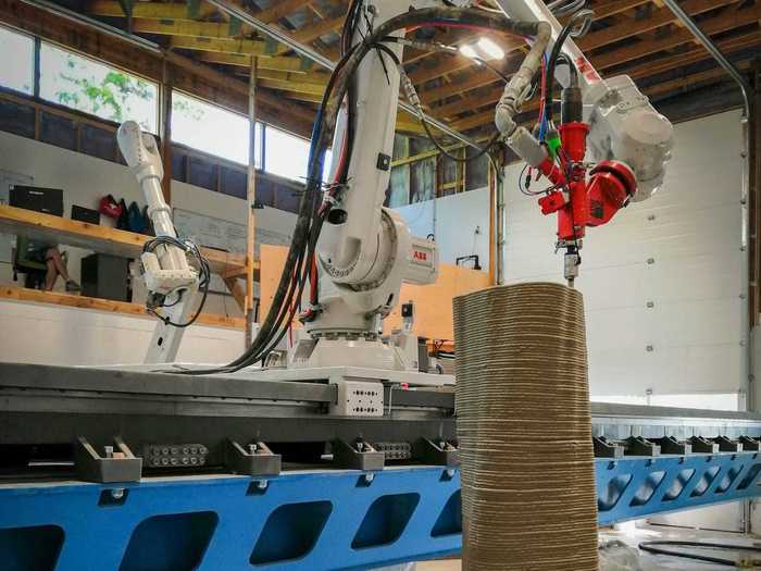 The Fibonacci House was printed over 11 days in 20 parts using a 3D concrete printer.