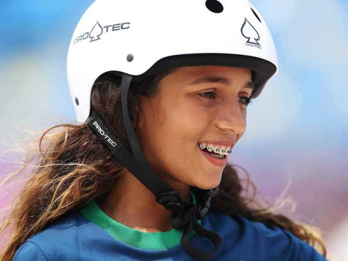 13-year-old Rayssa Leal is a skateboarder representing Brazil.