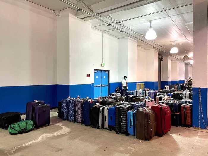 Then I went back through the massive warehouse, where luggage was waiting for some guests.