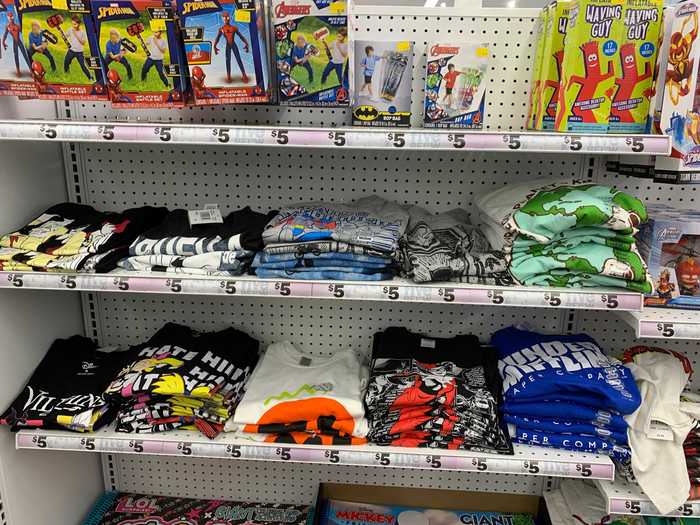 From the action figures to t-shirts, Five Below has plenty of pop culture merchandise, almost like a discount Hot Topic store.