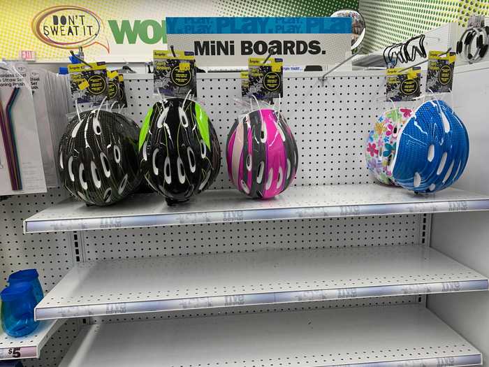 It also sold bicycle helmets, which were in short supply and difficult to find earlier this year.