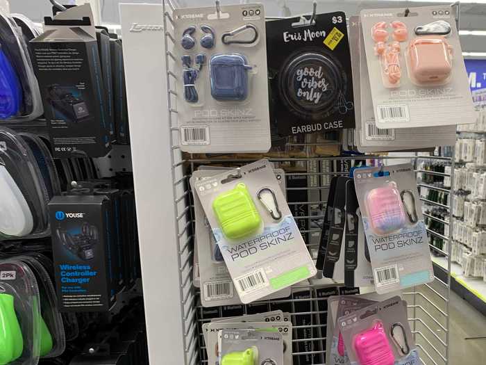 Even end caps seem aimed at teens, with brightly colored AirPods cases.