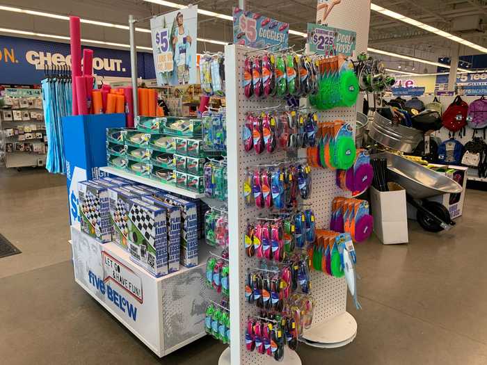 With sales of pool supplies and other outdoor accessories booming, Five Below is on-trend selling pool noodles, outdoor games, and swimming goggles.