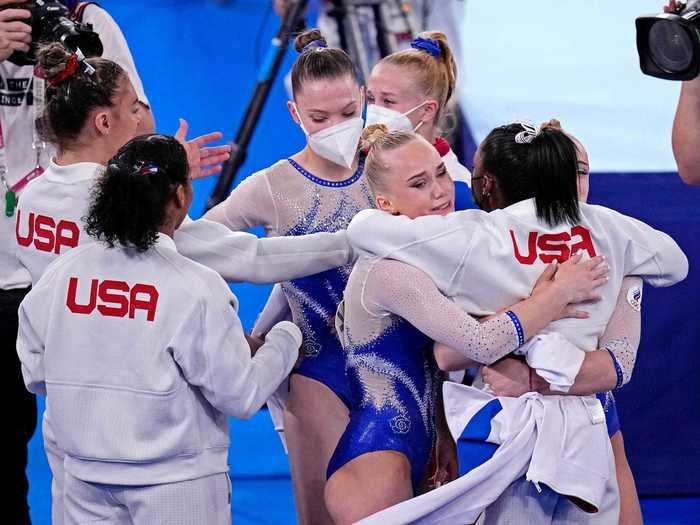 In a display of sportsmanship, Biles was the first to congratulate the Russians for besting Team USA and winning gold in the team all-around.