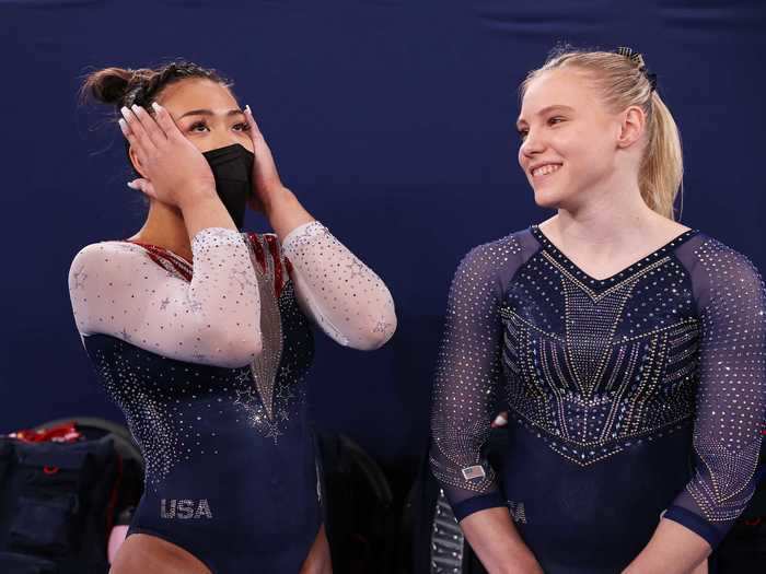 7/29: American gymnast Suni Lee reacts to becoming the Olympic individual all-around champion.