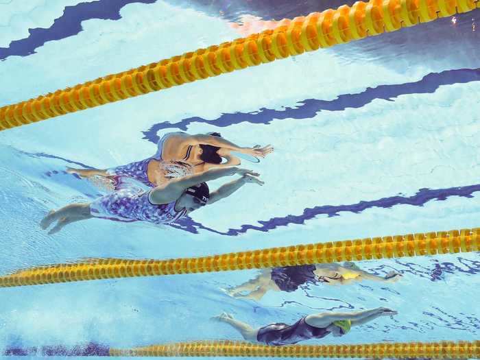 7/27: American Katie Ledecky swims against Australia