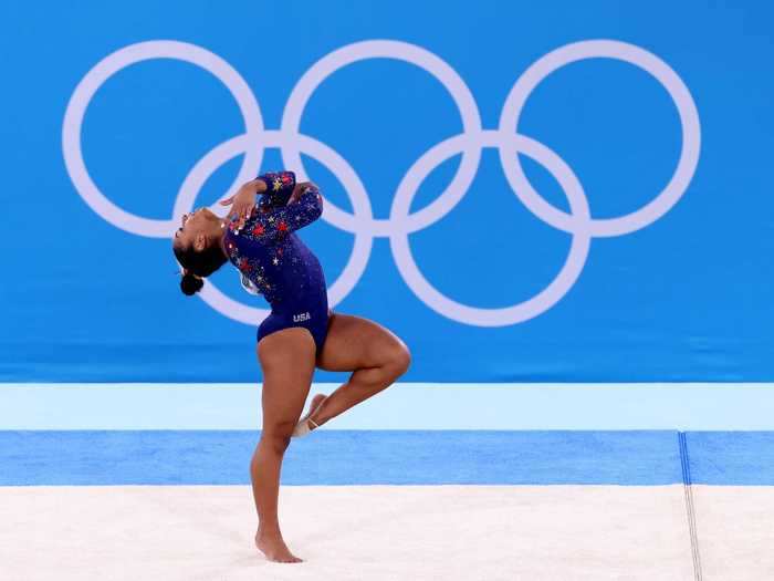 7/25: American Jordan Chiles competes on the floor during the Olympic qualification event in Tokyo.