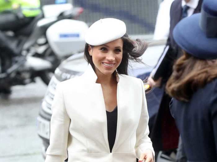 In March 2018, Markle wore her most royal outfit yet for her first official event with Queen Elizabeth.