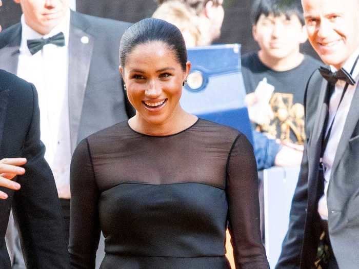 Markle wore a black Jason Wu dress with a sheer neckline to the UK premiere of "The Lion King" in 2019.