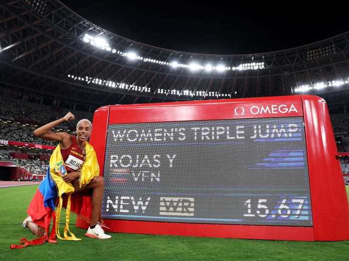 Yulimar Rojas of Venezuela set a new world record in the women