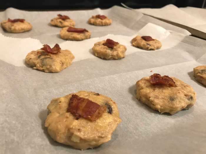 I rolled the cookie dough into medium- to large-sized balls on two baking sheets and popped them in the oven for less than 20 minutes.