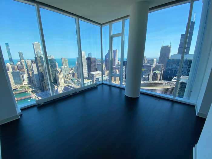 The master bedroom in the penthouse has even more breathtaking views of the city.