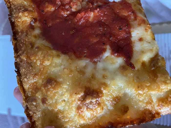 If the Detroit-style pizza I tried had more sauce, it would have been a great slice.