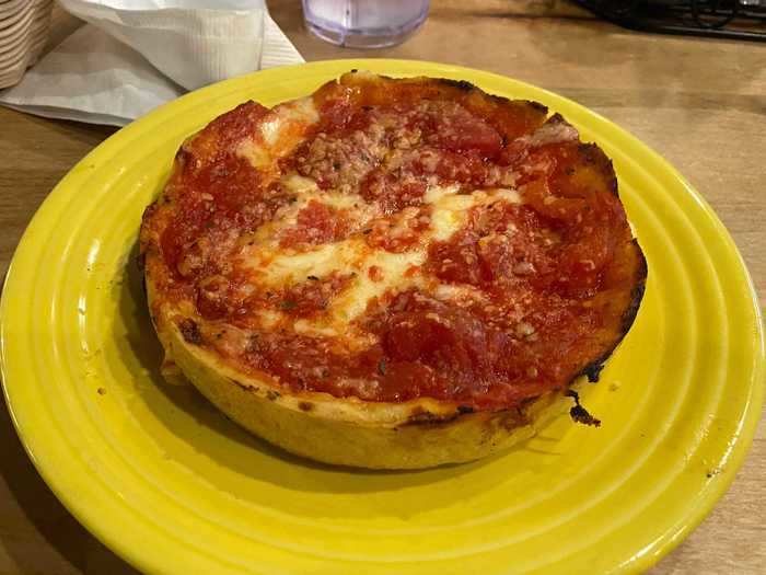 I ordered a personal-size deep-dish pizza for $10.