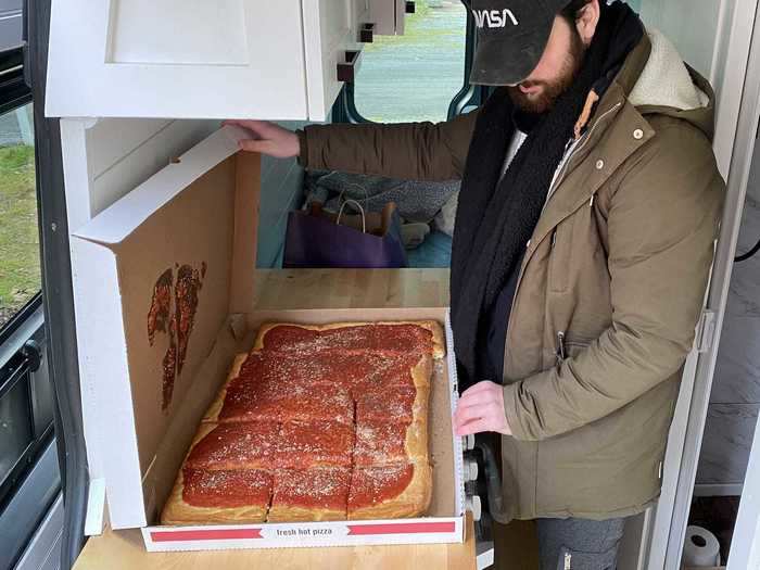 The tomato pie was massive, serving 15 generous slabs of pizza.