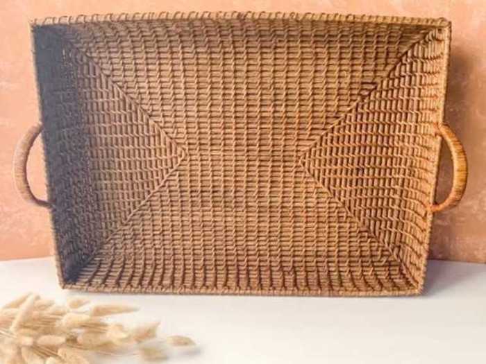 Woven and wicker trays are really versatile.