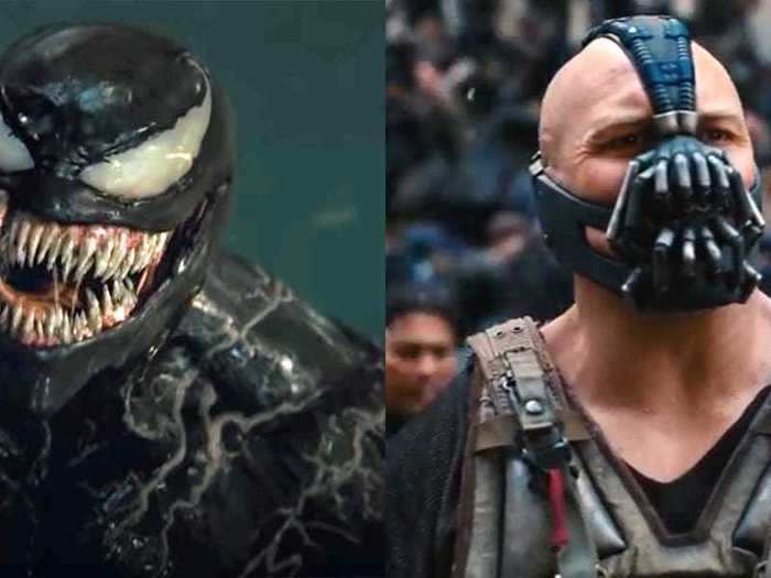 Before Tom Hardy became Venom, he was unrecognizable behind a mask in "The Dark Knight Rises" as Bane.