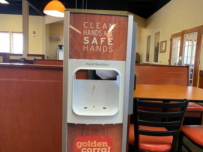 There were also two hand sanitizer stations, one at either end of the restaurant.