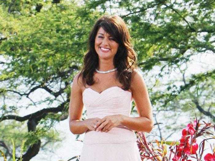 Jillian Harris chose a simple pale pink strapless gown for her finale in 2009 on the Big Island of Hawaii.