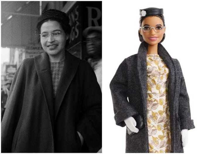 Civil rights hero Rosa Parks was commemorated as a Barbie doll.