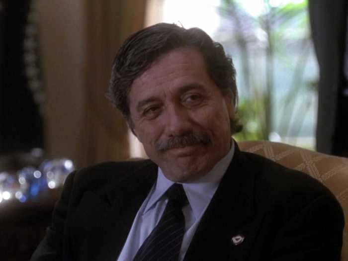 Before "Battlestar Galactica," Edward James Olmos played Judge Roberto Mendoza, a candidate for the Supreme Court, in two episodes.