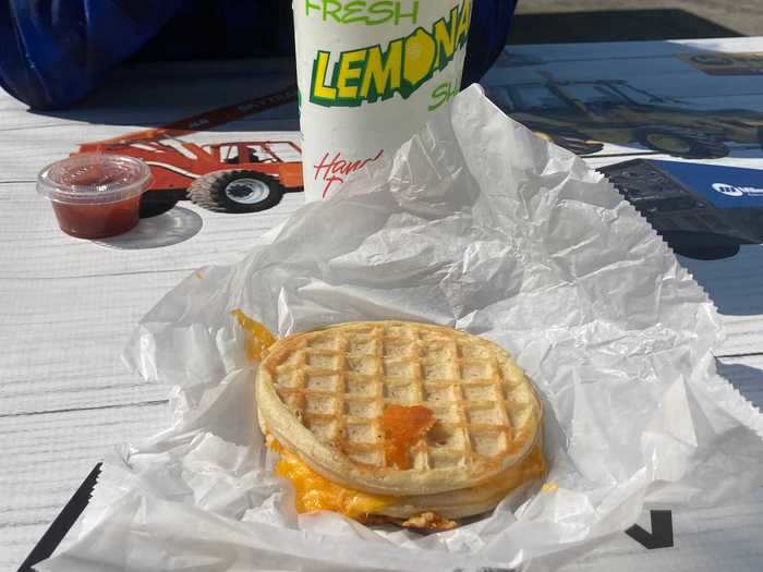 ... a grilled cheese sandwich shaped like a waffle ...