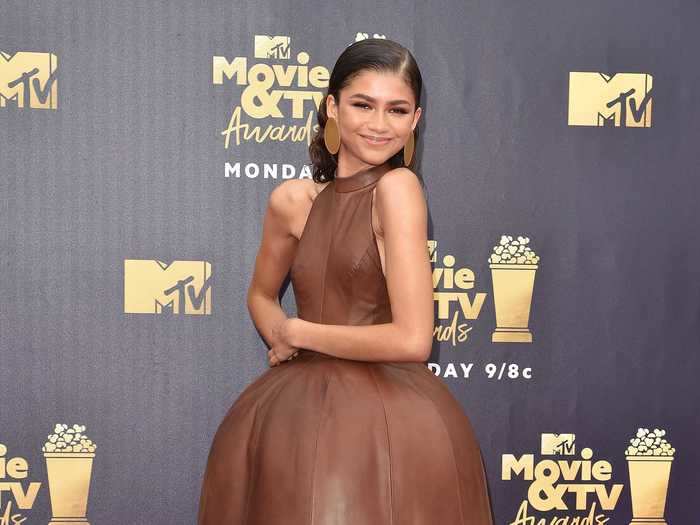 At the 2018 MTV Movie and TV Awards, Zendaya wore an August Getty dress with a structured skirt.