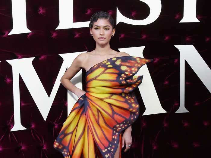 She turned heads with this bold butterfly look at "The Greatest Showman" premiere in 2017.