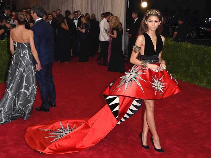 That same year, Zendaya showed up to the Met Gala wearing a long red skirt that Vogue called "beautiful."