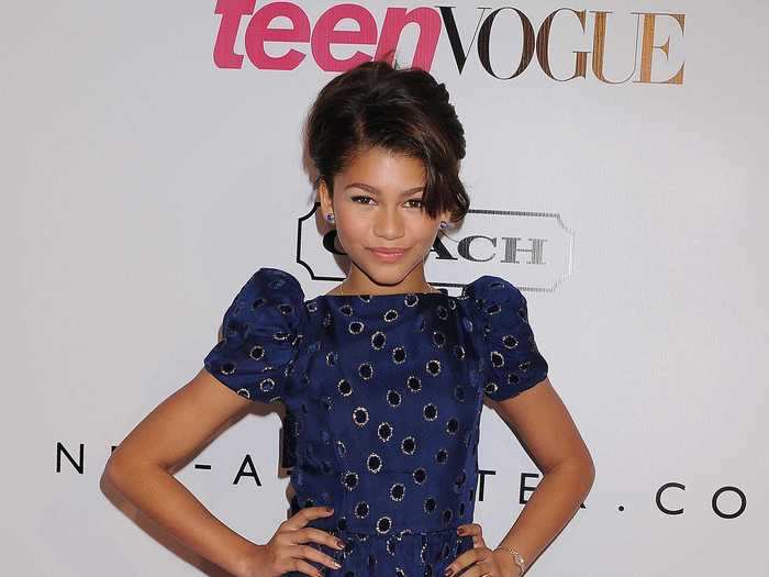 Zendaya wore a blue dress for the 2011 Teen Vogue Hollywood Party.