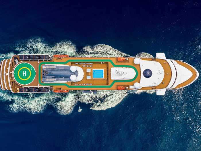 Like any luxury cruise ship, the World Navigator has a pool, gym, and spa, specifically the SeaSpa ...