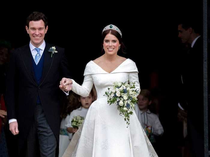 Princess Eugenie helped designers Peter Pilotto and Christopher De Vos develop her wedding dress "layer by layer" for her 2018 wedding to Jack Brooksbank, according to a palace statement.