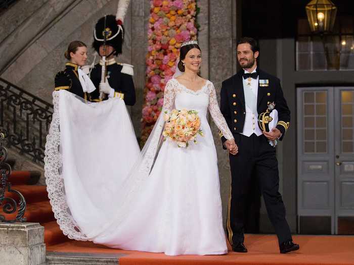 Princess Sofia of Sweden married Prince Carl Philip in a dress by Swedish designer Ida Sjöstedt in 2015.